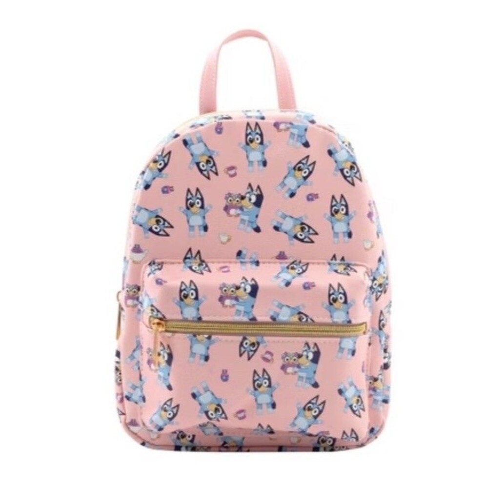 Bluey Kids Mini Pink Backpack With Adjustable Straps and Front Zipper Pocket New